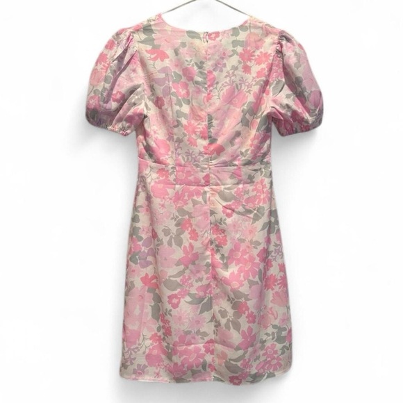 Princess Polly Pink Floral V-Neck Mini Sun Dress Size 0 - Picture 2 of 8